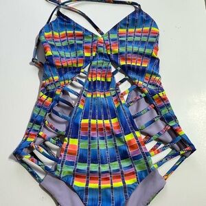 Mara Hoffman Blue Multicolor One Piece Swimsuit